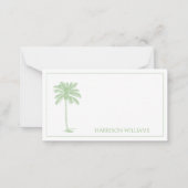 Groene en witte palmboom Monogram Notitiekaartje (Voorkant)