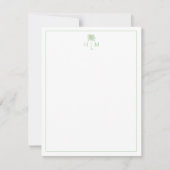 Groene en witte palmboom Monogram Notitiekaartje (Voorkant)