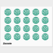 Groene en Witte Paw Prints Ronde Sticker (Vel)