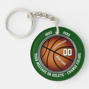 Groene en witte persoonlijke Basketball Gift Idee Sleutelhanger