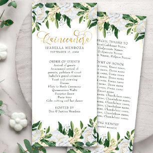 Groene en Witte Pioen Bloemen Quinceanera Programm