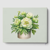 Groene en witte pioen elegante bruiloft gastenboek (Achterkant)