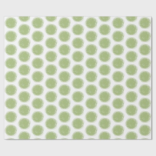Groene en witte poka Dot Scribbles Cadeaupapier (Vlak)