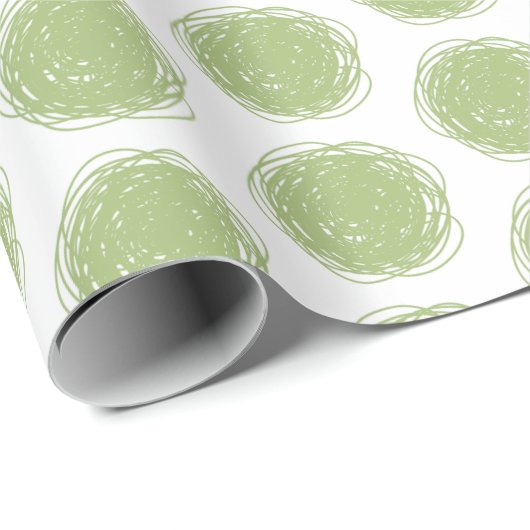 Groene en witte poka Dot Scribbles Cadeaupapier (Rol Hoek)