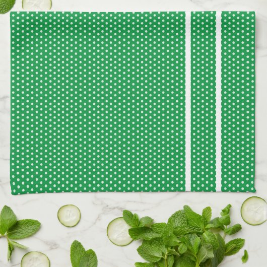 Groene en witte poka Dots Kitchen Towel Theedoek (Gevouwen)