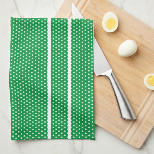 Groene en witte poka Dots Kitchen Towel Theedoek (Quarter Fold)