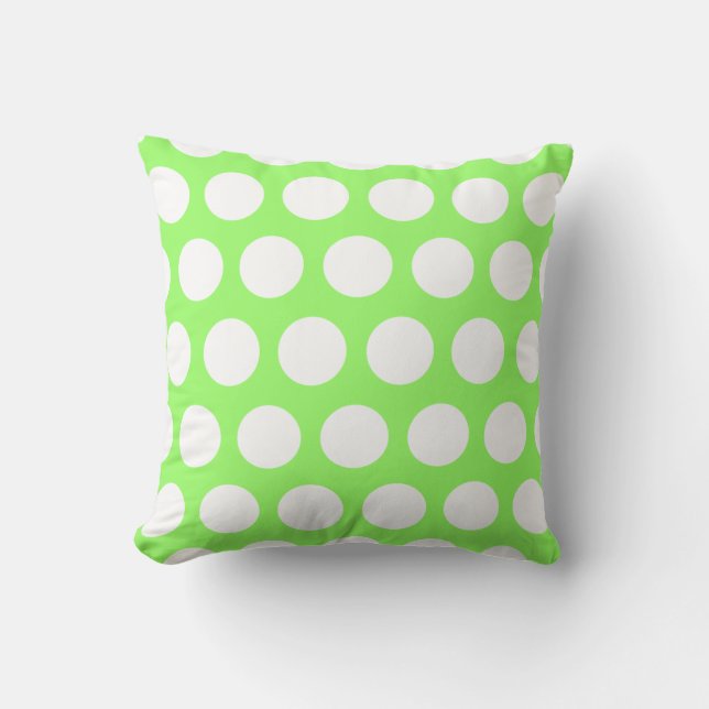 Groene en Witte poka Dots Kussen (Voorkant)