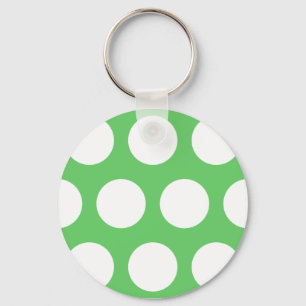 Groene en Witte poka Dots Sleutelhanger