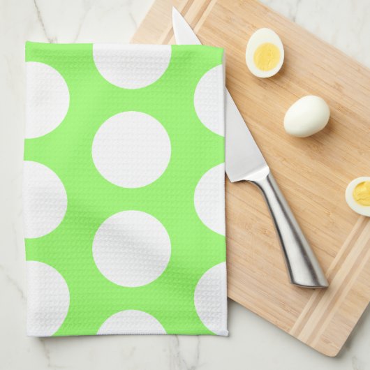 Groene en Witte poka Dots Theedoek (Quarter Fold)