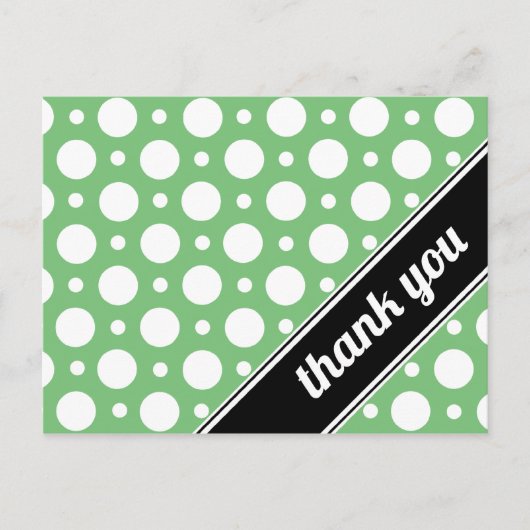 Groene en Witte Polka Dot Dank u Briefkaarten (Voorkant)