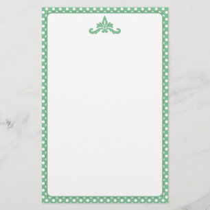 Groene en witte Polka Dot Stationery Briefpapier