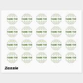Groene en Witte Polka Dots Dank U Ronde Sticker (Vel)