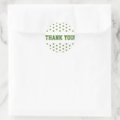 Groene en Witte Polka Dots Dank U Ronde Sticker (Tas)
