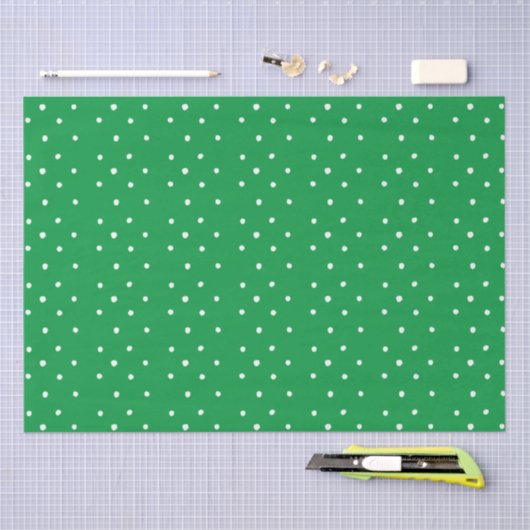 Groene en witte pooldots tissuepapier (Craft)