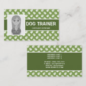 Groene en witte pootjes en fotosjabloon - Dog Trai Visitekaartje (Voorkant / Achterkant)
