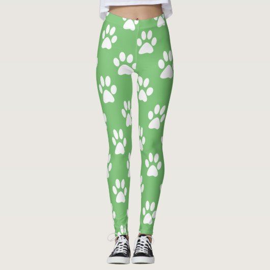 Groene en witte poten leggings (Voorkant)