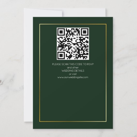 Groene en witte rozen elegante bruiloft kaart (Achterkant)