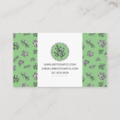 Groene en witte rozen en bladzijnen Kunstkunst Visitekaartje (Achterkant)