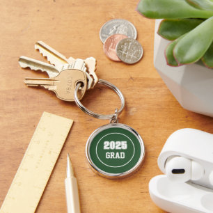 Groene en Witte Schoolkleuren Afgestudeerd Sleutelhanger