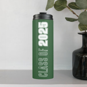 Groene en Witte Schoolkleuren Jaar van de Klas Thermosbeker