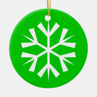 Groene en Witte Sneeuwvlok Keramisch Ornament