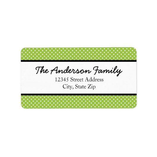 Groene en witte Stippen - Adresetiketten Etiket (Voorkant)