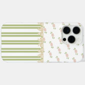 Groene en Witte Streep Roze Bloemen Parijs Geïnspi Case-Mate iPhone Case (Achterkant (horizontaal))