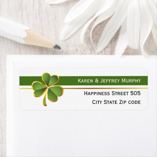 Groene en witte strepen en klaver Ierse bruiloft Etiket (Insitu)