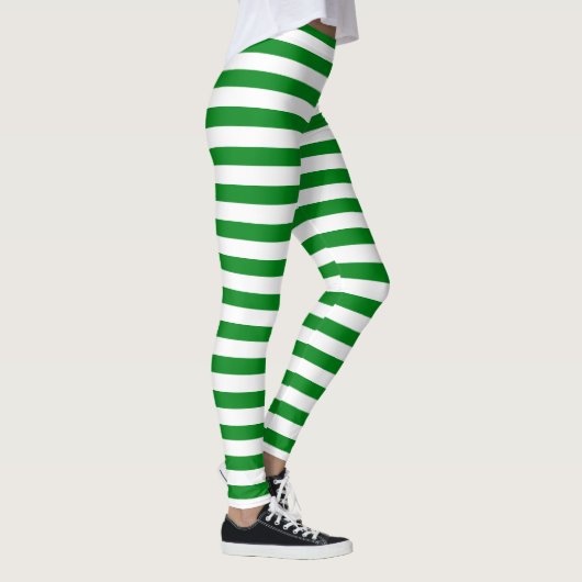 Groene en witte strepen kerstmis Elf Peppermint Leggings (Rechts)