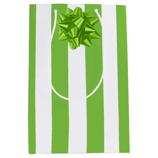 Groene en witte strepen medium cadeauzakje (Voorkant)