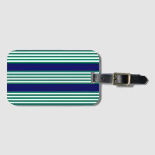 Groene en witte strepen met blauw van de marine bagagelabel