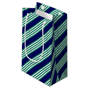 Groene en witte strepen met blauw van de marine klein cadeauzakje