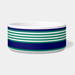 Groene en witte strepen met blauw van de marine voerbakje