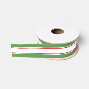 Groene en witte strepen met dunne rode strepen grosgrain lint