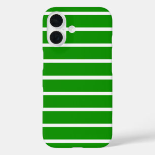 Groene en witte strepen ontwerp iPhone 16 hoesje