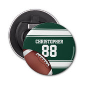 Groene en witte strepes Jersey Net IJzer Football Button Flesopener (Voorkant)