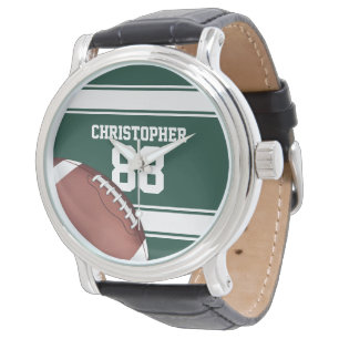 Groene en witte strepes Jersey Net IJzer Football Horloge