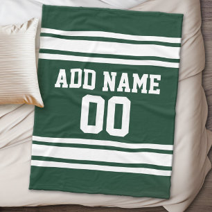 Groene en Witte Striped Sports Jersey Personalized Fleece Deken