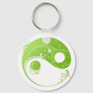 GROENE EN WITTE STROOM YIN YANG SYMBOOL SLEUTELHANGER