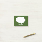 Groene en Witte Talk Bubble Persoonlijke Naam Post-it® Notes (Op bureau)