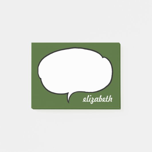 Groene en Witte Talk Bubble Persoonlijke Naam Post-it® Notes (Voorkant)