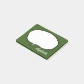 Groene en Witte Talk Bubble Persoonlijke Naam Post-it® Notes (Schuin)