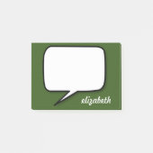 Groene en Witte Talk Bubble Persoonlijke Naam Post-it® Notes (Voorkant)