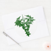 Groene en witte tekeningen ronde sticker (Envelop)