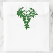 Groene en witte tekeningen ronde sticker (Tas)