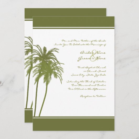 Groene en Witte tropische palmen Kaart (Voorkant / Achterkant)