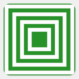 Groene en witte vierkante strepen vierkante sticker