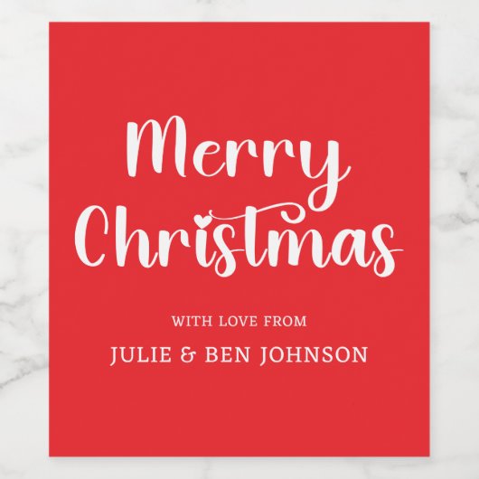 Groene en witte vrolijke kersttraktaties wijn etiket (Enkel label)