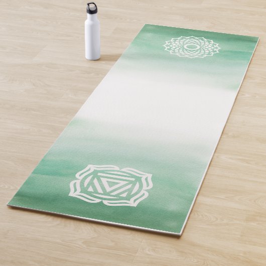 Groene en witte Waterverf Kroon & roet Chakra Yogamat (In situ)
