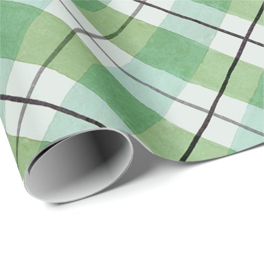 Groene en witte Waterverf Pset Cadeaupapier (Rol Hoek)